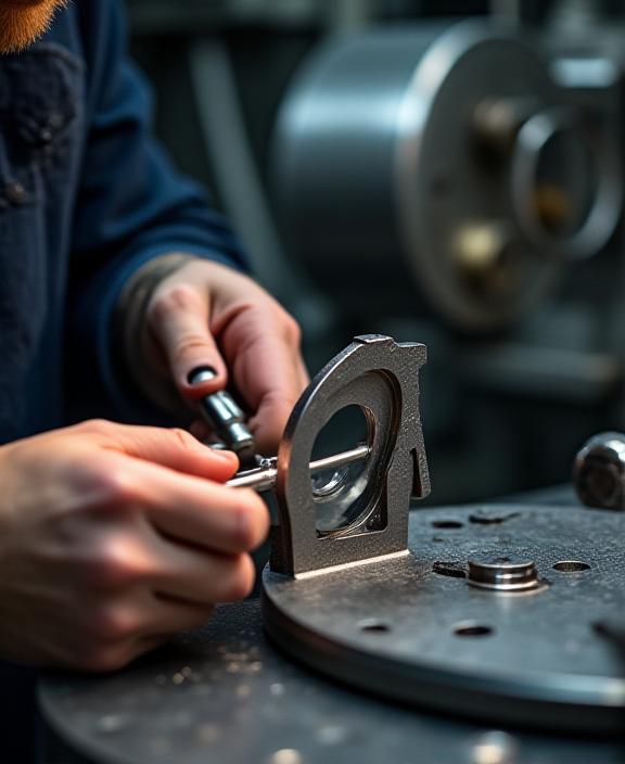 Dettaglio lavorazione metallo in officina